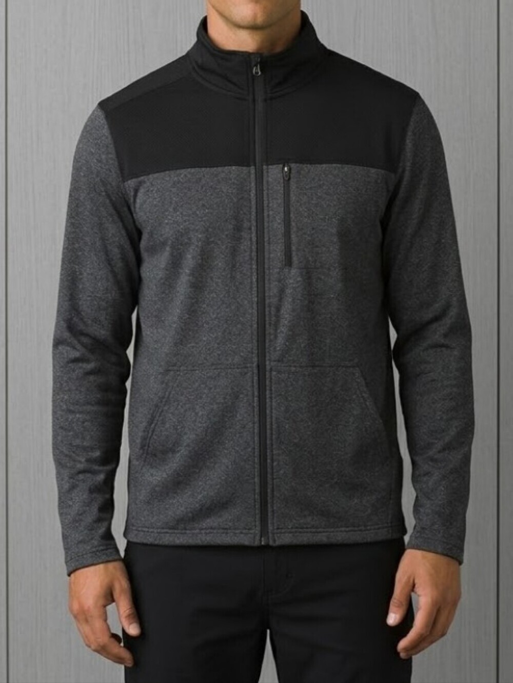 Prana Lightweight Jacket Mens Medium Full Zip Dark Gray Black Pockets Collared